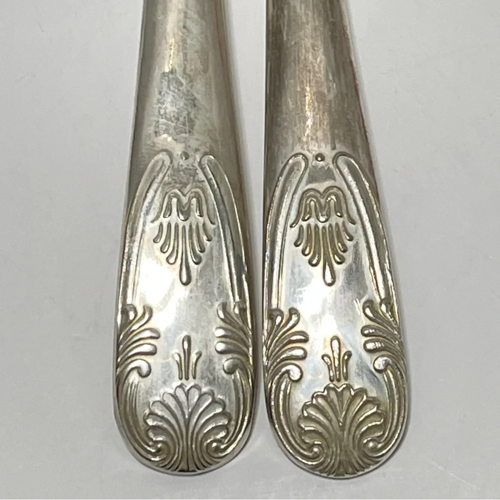 Vintage Silverplate Salad Serving Utensils Set Italy Scrolled Elegant Holiday 9